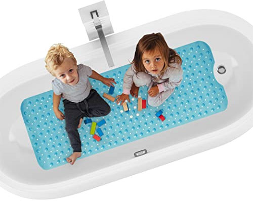 Badewannenmatte rutschfest 100x40 cm Türkis Blau Antirutschmatte Badewanne Ideal für Erwachsene & Kinder Badewanneneinlage Rutschmatte Badewanne