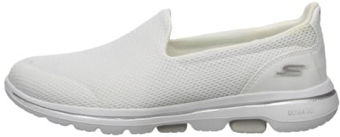Skechers Women's GO Walk 5 Slip On Trainers, White, 3.5 UK