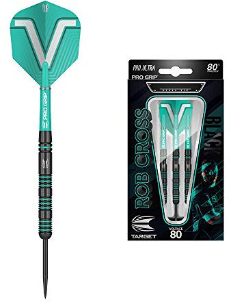 Target Darts Rob Cross schwarzes 80% Wolfram Steeldarts-Set (24 g)