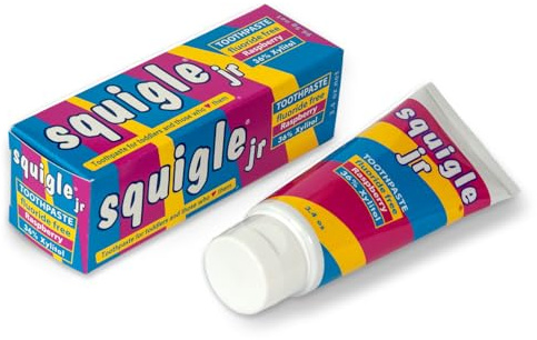 Squigle Jr Kids 36% Xylitol Toothpaste, Fluoride-Free, Raspberry Flavour | SLS-free for children and toddlers who reject conventional toothpaste: a gentle, fluoride-free, mild raspberry formula 1PK