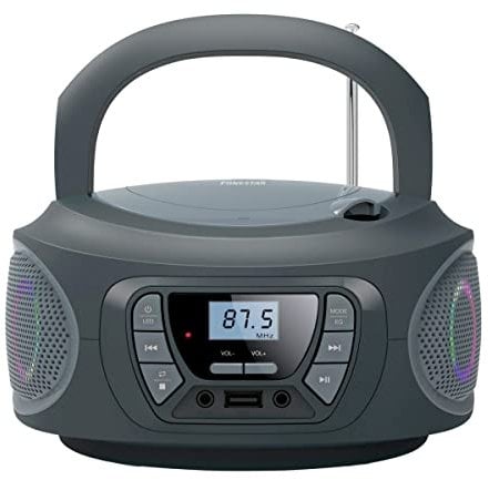 RADIO CD FONESTAR BOOM-ONE-G GRIS 4W RMS BLUETOOTH FM USB/MP3 AUX IN SALIDA AURICULARES EFECTOS LUMINOSOS