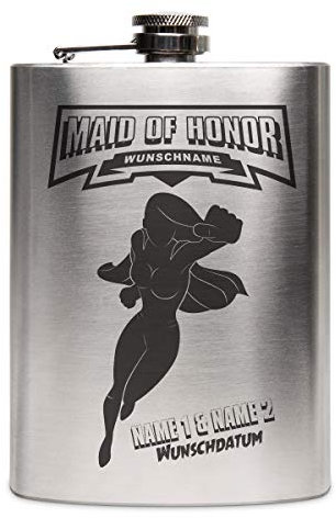 Flachmann Edelstahl 237 ml 8 oz individuelle Gravur Geschenk - Maid of Honor
