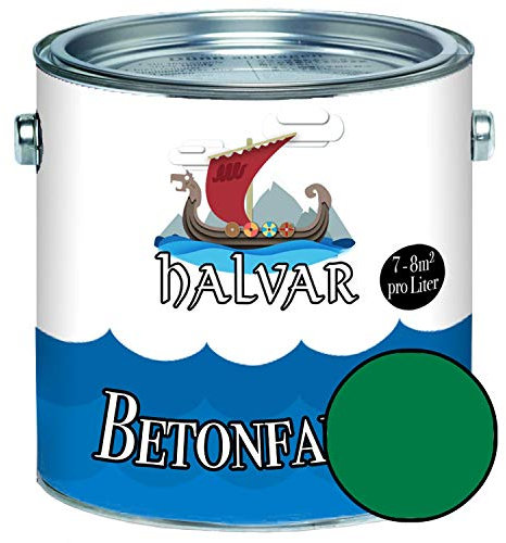 Halvar Betonfarbe/Bodenbeschichtung SEIDENMATT Grün RAL 6000-6037 Fassadenfarbe (1 L, RAL 6029 Minzgrün)