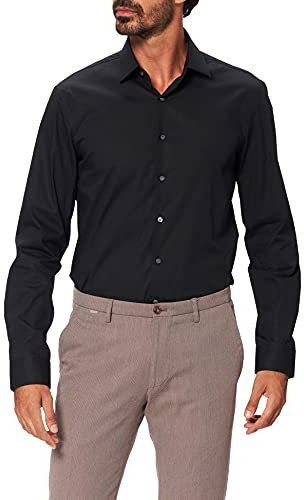 Calvin Klein Poplin Stretch Slim Shirt, Camicia, Uomo, 15.5, Nero (Black)
