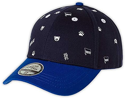 Hertha BSC Berlin Kinder Kappe - Allover - Navy Kids Cap Basecap Schildmütze - Plus Lesezeichen I Love Berlin