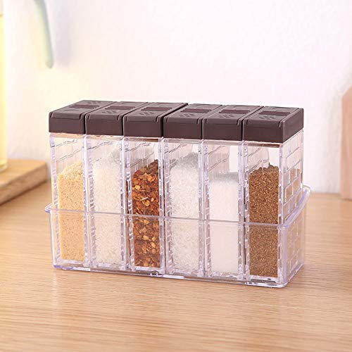 6er Set Gewürzbox aus Kunststoff, Pfefferstreuer Gewürzbox Kunststoff Camping Gewürzbox Glas Gewürzdosen Gewürzstreuer Set BPA-Freiem für Aufbewahrung Küche Gewürze