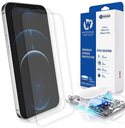 Whitestone Glas Displayschutzfolie für iPhone 13/13 Pro (6,1 Zoll) Vollständig gehärtetes Glas mit Liquid Dispersion Tech [Einfache Installation] - 2 Stk