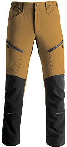 KAPRIOL Vertical Pantalone da Lavoro Trekking e Tempo Libero Invernale Elasticizzato Idrorepellente Tessuto Rinforzato sulle Ginocchia Ocra/Nero (XL)