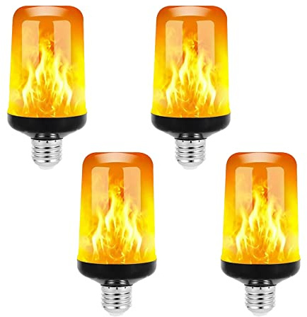 YWNYT 4pcs LED Flame Effect Light Bulb, Flame Lamp 4 Lighting Modes Flickering Light Bulb with Gravity Sensor Indoor/Outdoor Decorative Atmosphere LED Lamps for Garden Party