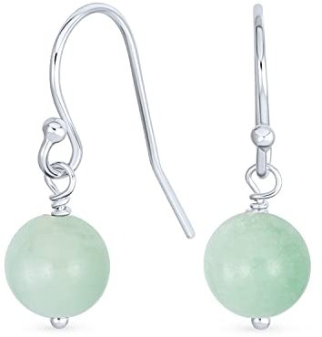 Einfache Schlichte Blaue Amazonit Edelstein Runde Baumelnde Französische Fischhaken Drahtkugel Ohrringe Für Frauen .925 Sterlingsilber