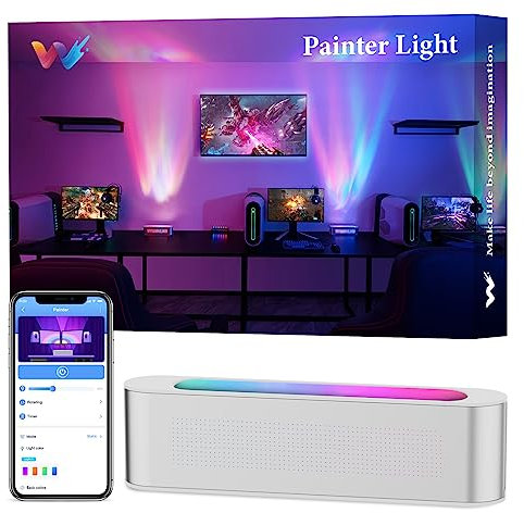 woohlab Smart Light Bar，RGBICW Color Changing Ambient Lighting w/Scene & Music Mode，Sync w/Music，Smart APP Control，DIY Colors，Gaming Lights Bedroom，Home，Party，Gaming Room-1 Pack，Silver (WL001)