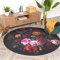 FRAAI | Home & Living Teppich Floral Rund - Florine Schwarz Rosa - Polyester - Flachgewebe - Geblümt, Rosenkelim - Boho, Modern - Wohnzimmer, Esszimmer, Schlafzimmer - Carpet