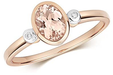 EDS Jewels Funkelndes Feuer Moderner 9 Karat (375) Rotgold Diamant Damenring Brillant-Schliff H - PK mit Morganit WJS35632RSK