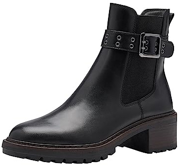 Tamaris Damen Chelsea Boots Leder; BLACK/schwarz; 39 EU
