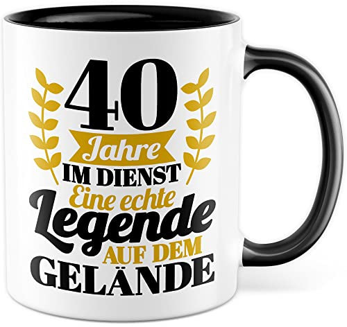 Tasse Dienstjubiläum Geschenk, 40 Jahre im Dienst - Eine echte Legende Geschenkidee Kollegen Kaffee-Becher Kaffeetasse Tasse mit Spruch Firmenjubiläum Arbeitsjubiläum Büro-Geschenk (40 Jahre)