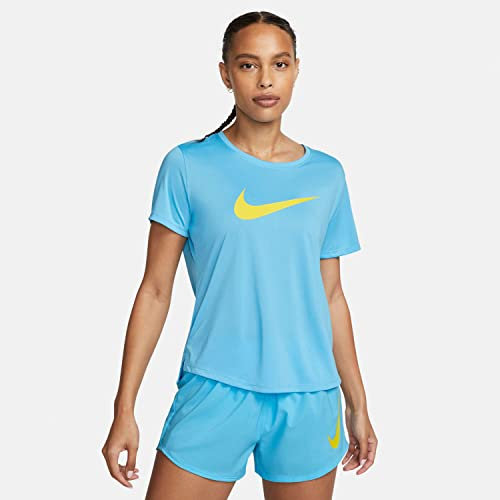 NIKE DX1025-416 W NK One DF SWSH HBR SS T-Shirt Mujer Baltic Blue Tamaño M