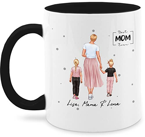 Tasse Tassen 325ml - Mama Geschenkidee von Kindern I Geschenke Mutti - 325 ml - Schwarz - für persönlich muttertagstasse mom name teetasse kaffeetasse kindernamen mutter-tasse muttertag