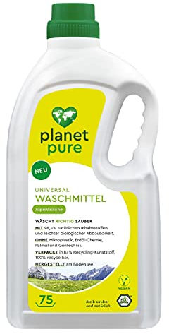 PLANET PURE Universal Waschmittel 75 WL, Alpenfrische, 98,4% natürliche Inhaltsstoffe