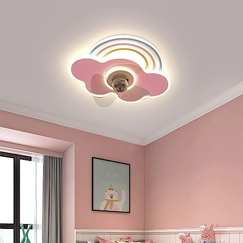 ycwdcz Rosa Ventilador De Techo con Luz Y Mando A Distancia Silencioso Motor DC 6 Velocidades Plafon Led Ventilador Regulable Salon Cuarto De Niños Lampara Ventilador Techo