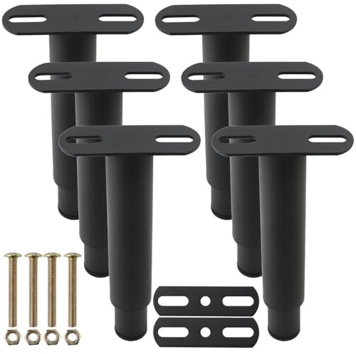 DAKFOOK Lot de 6 Pieds de lit réglables, 18 à 33 cm, Pieds de Meubles rétractables avec matériel de Montage, Pieds T-Forme en métal, Cadre de lit Central Robuste pour canapé, Armoire, lit