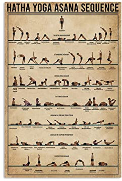 Hatha Yoga Asana Sequence Yoga Yoga Wissen Yoga Yoga Posen Yoga Liebhaber Geschenk Meditation Yoga Geschenk Metall Blechschild Schilder mit Zitaten Metallschild Kunst Blech Sprüche 12 x 8 Zoll