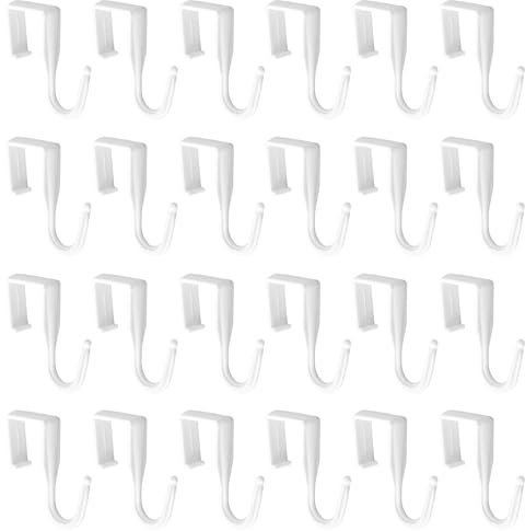 UFURMATE Over Cabinet Door Hooks, 24 Pcs Plastic Over The Door Hangers Multi-Purpose Cabinet Door Hook Organizer Over Cupboard Drawer Hooks for Bathroom Bedroom Kitchen (White)