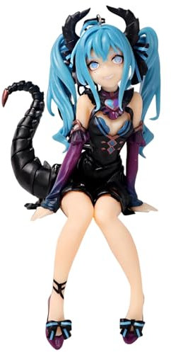 Keyhvao Miku Anime-Figur, Modellfigur, kleiner Daemon Miku sitzend, niedliche Dekoration, PVC-Material, Geschenke zur Dekoration, Fransen, Unisex
