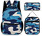 VFKLT 3 Pcs Backpack Set Blue Camouflage Print Travel Bag Portable Casual Daypack Sports Backpacks with Lunch Box Pencil Case, Blue Camouflage Print, One Size, Rucksack Backpacks