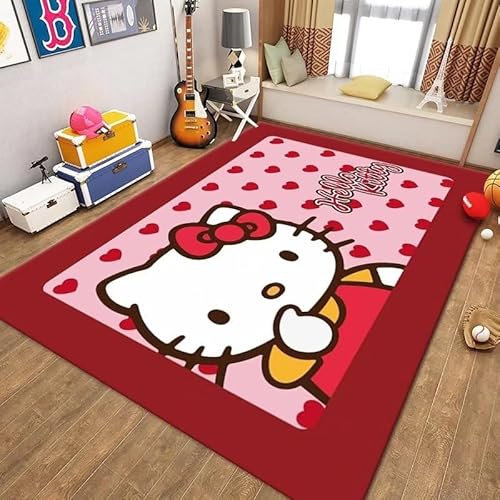 JIDANHUIPQ Anti-Rutsch-3D-Druck Hello Kitty Kinderteppich, Schlafzimmer Und Wohnzimmer Dekoration, Bereich Teppich Anti Rutsch Bodenmatte,160 * 200cm