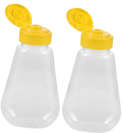 KITANDOVE 2pièces Bouteilles Plastique Pour Condiments Étanches Distributeur De Miel Réutilisable Pour Ketchup Moutarde Et Sauce Flacons