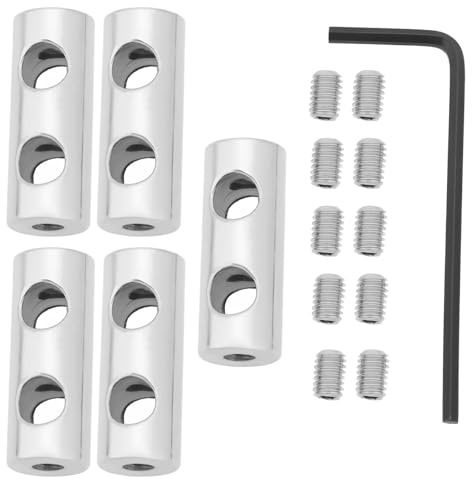 SG Store 5 PCs Wire Rope Loop Clamp Double Hole Nickel-Plated Iron Steel Cable Loop Repair Fitting Clamp with M4 Hexagon Screws for 3-4mm Wire Rope Silver 26.5x10mm