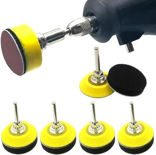 Sanding Disc, 5Pcs Sanding Pads, 2 Inch Hook and Loop Drill Attachment with 1/4 Inches Shank, for Woodworking, Carving, Fabrication