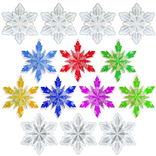 MARFOREVER Weihnachten Silikonformen Schneeflocken, 7 Stück Weihnachten Resin Formen Schneeflocke Anhänger Harzform Silikon Epoxidharz Formen für Weihnachtsschmuck DIY Weihnachts Baum Hängeornamente