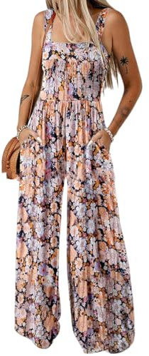 ticticlily Salopette Donna Estiva Tuta Intera senza Maniche Pantaloni Larghi a Vita Alta con Tasche Tute Ampia Jumpsuit Casuale per Spiaggia Vacanza A4 M