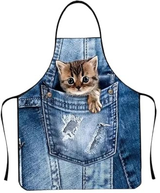 AABDTYYD Süße Katzenschürze Küchenschürze Wasserdicht Verstellbar Leicht Zu Reinigen, Kochschürze Damen Passend Für Kochen Backen Gartenarbeit BBQ und Haushaltsaufgaben