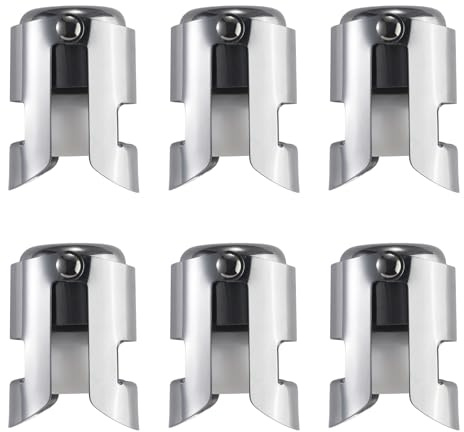 Foonary 6 tappi per bottiglie di spumante in acciaio inox, per champagne, cava, vini spumanti, prosecco, tappo per bottiglie di vino, tappo a corona, tappo per bottiglie, tenuta a prova di perdite