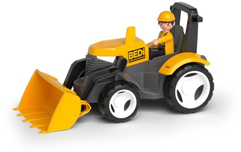 MultiGO Traktor Auto Spielzeug mit Schaufel & Figur für Junge – Lernspielzeug für Kinder ab 3 Jahren, Fördert Fantasie, Motorik & Rollenspiel (Gelb)