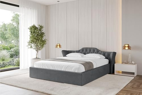 ALTDECOR Polsterbett mit Bettkasten und Lattenrost, Bett mit Kopfteil, Boxbett ohne Matratze, Doppelbett mit Stauraum - Zoran-v1-200x200 Dunkelgrau