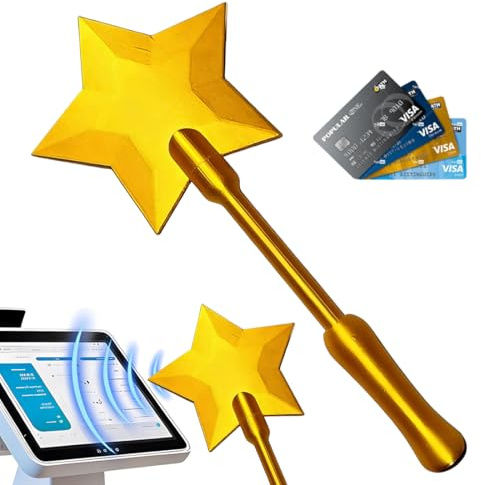 GXGM Baguette magique pour cartes de crédit, baguettes magiques imprimées en 3D pour payer sans contact, porte-carte étoile créatif (or)