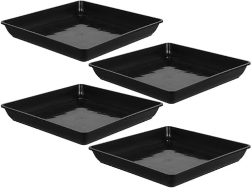 PHENOFICE Square Plastic Plant Pot Saucers 8.86 Inch 4Pcs Sturdy PP Trays for Indoor Plant Containers and Floor Protection