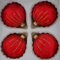 Rote Weihnachtskugeln aus Glas mit goldenen Glitzerapplikationen - Durchmesser 7 cm 4er Set