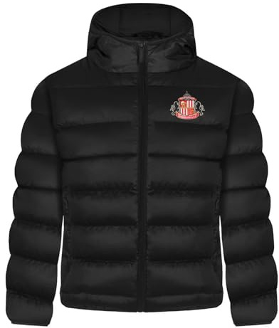 Sunderland AFC Boys Jacket Hooded Winter Quilted Kids Official Football