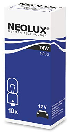 Neolux Standard T4W Signallampe für Auto und Motorrad N233 12V 4W (10 Stück) BA9s Faltbox (10 St.