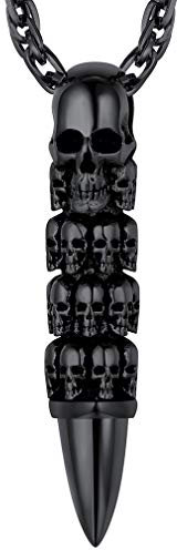 FaithHeart Schwarz Patrone Kette herren Gotik Skull Anhänger mit Geschenkebox für Halloween/Weihnachten