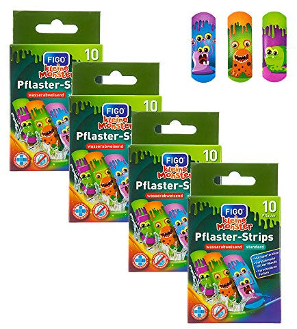 varivendo Notizblock + 40 Kunterbunte Figo Kinderpflaster Pflaster Kinder Wundpflaster Kunterbunt (c. 40x Kleine Monster)