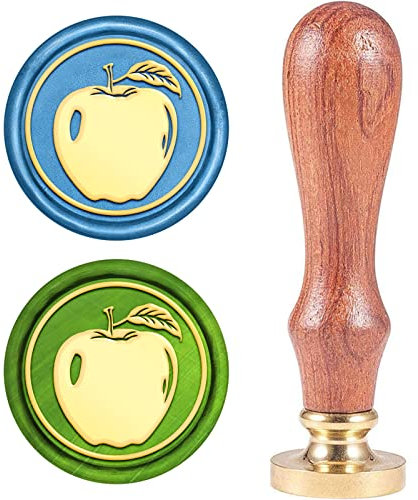 CRASPIRE Wachs-Siegel-Stempel, Jahrgang Wachssiegelstempel Apfel-Muster Retro Holzstempel Abnehmbar Messingkopf 25 mm Für Hochzeit Umschläge Einladungen Verschönerung