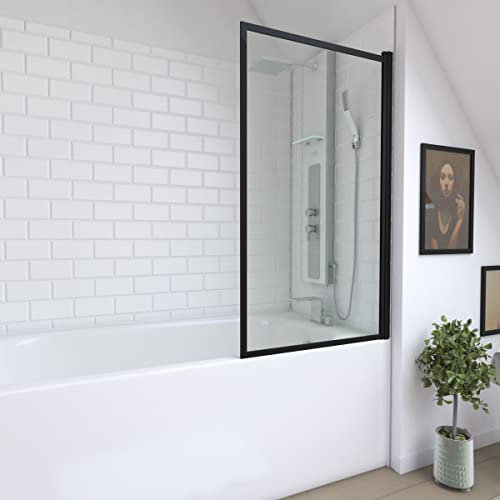 AURLANE Pare Baignoire Rabattable 75x130cm - Finition Noir Mat - Dark Contouring Screen