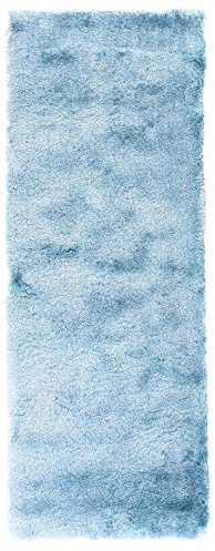 carpetfine Hochflorteppich Breeze Läufer Hellblau 80x300 cm | Moderner Teppich für Wohn- und Schlafzimmer