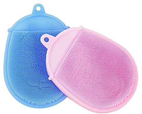 Spazzola in silicone per il viso e massaggiatore | Scrubber Pad manuale per la pulizia del viso con setole morbide | con spazzola morbida per il corpo gentile guanto da doccia esfoliante, set di 2
