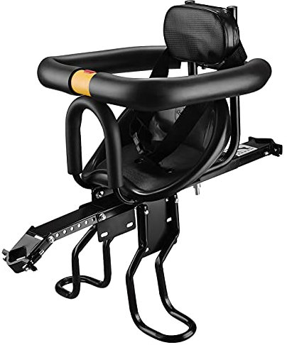 Lixada Siège de vélo de sécurité pour Enfant Siège de vélo Avant pour bébé Selle pour Enfant avec pédales Support Dossier pour VTT Vélo de Route (Noir (avec Dossier Souple))